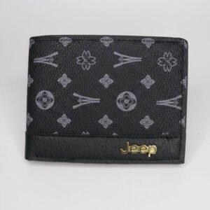 Jeep Wallet for Men black premium bifold wallet with monogram pattern