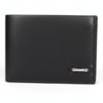 Black Leather Wallet for Men slim bifold design with smooth finish