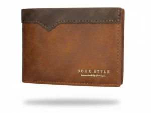 Brown Leather Wallet for Men dual tone slim bifold design