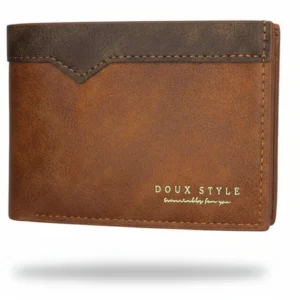 Brown Leather Wallet for Men dual tone slim bifold design