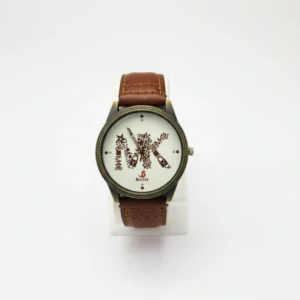 Benzer Brown Leather Strap Watch for Men with designer analog dial
