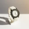 White Analog Men Watch with white strap and bold numeric dial