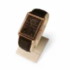 Rectangular Dial Men Watch with rose gold case and black strap