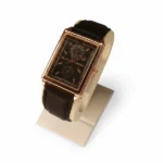 Rectangular Dial Men Watch with rose gold case and black strap