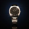 Black Quartz Wrist Watch for Men with stainless steel strap and black dial