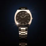 Black Quartz Wrist Watch for Men with stainless steel strap and black dial