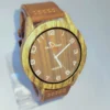 Wooden Dial Analog Watch with brown leather strap and quartz movement