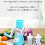 Manual Vegetable Cutter Machine with rotary drum blades for slicing and shredding vegetables