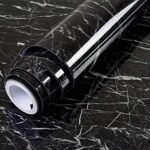 Black marble self adhesive wallpaper roll with glossy waterproof finish