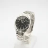 Quartz Watch for Men with black dial and silver strap