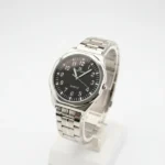 Quartz Watch for Men with black dial and silver strap