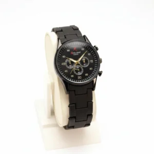 Xcellent Choice black chronograph analog watch with metal strap Mens Black Chronograph Watch
