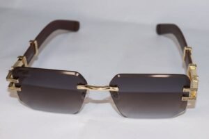 Luxury rimless gradient sunglasses with gold frame for men and women