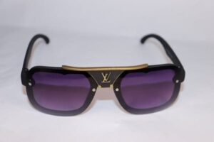 Louis Vuitton sunglasses with gold frame and purple gradient lenses
