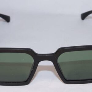 Black square frame sunglasses with green tinted lenses for men and women