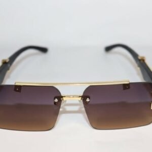 Rimless brown gradient sunglasses with gold frame for men and women