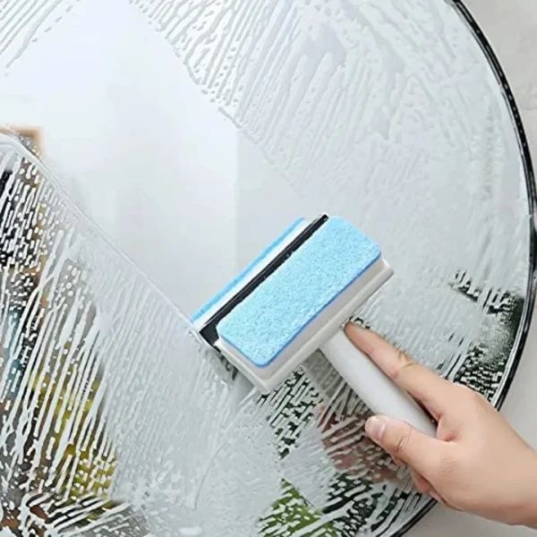 2 in 1 Window Cleaning Brush with microfiber scrubber and rubber squeegee