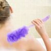 Bath Loofah Brush with long handle for gentle body exfoliation