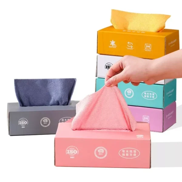 Microfiber Cleaning Cloth Roll reusable lint-free cleaning towels in storage box